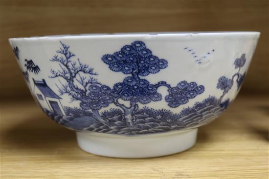 Two 19th century Chinese blue and white bowls 8.5 & 9.5in.